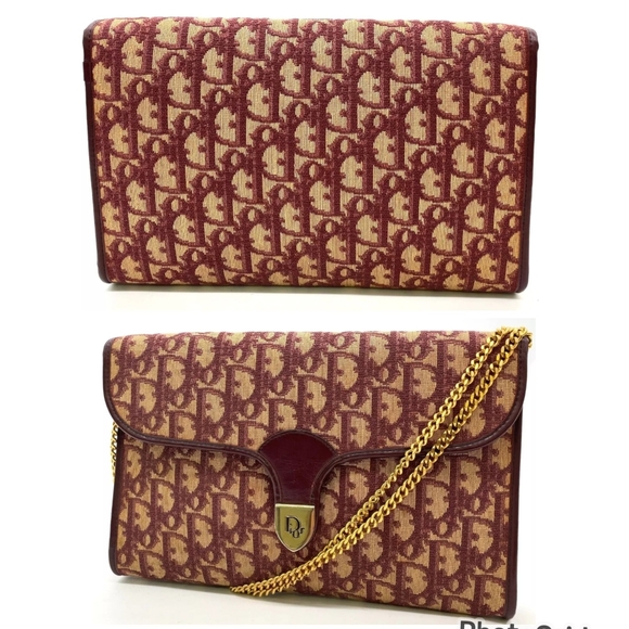 Auth Dior 30 Montaigne Trotter Bordeaux Shoulder/Clutch Bag - Picture 5 of 14